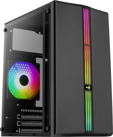 Aerocool Evo Mini Gaming Mini Tower Κουτί Υπολογιστή με Πλαϊνό Παράθυρο και RGB Φωτισμό Μαύρο