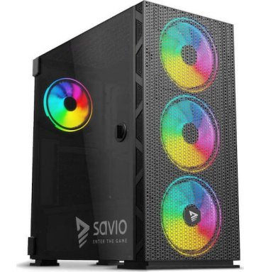 Savio Raptor X1 ARGB Glass/Mesh Black